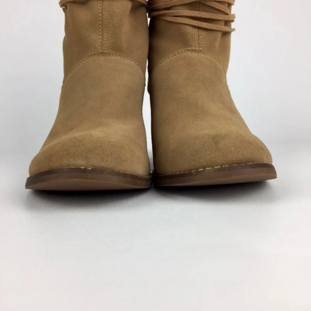 Toms Mila Toffee Suede Leather Ankle Wrap Bootie 8.5